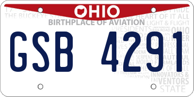OH license plate GSB4291