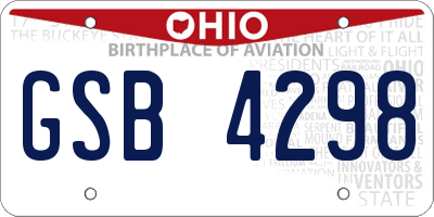 OH license plate GSB4298