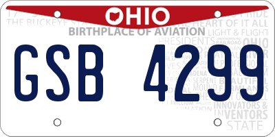 OH license plate GSB4299