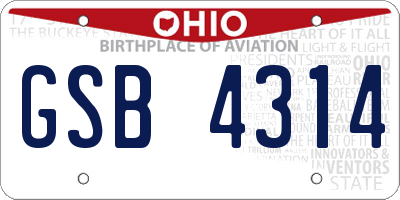 OH license plate GSB4314