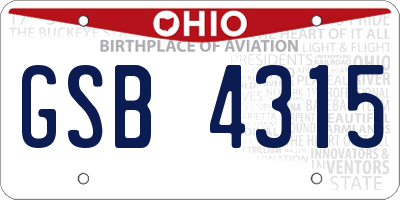 OH license plate GSB4315
