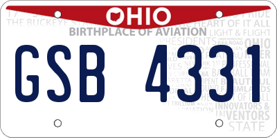 OH license plate GSB4331