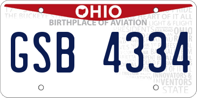 OH license plate GSB4334