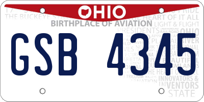 OH license plate GSB4345