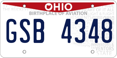 OH license plate GSB4348