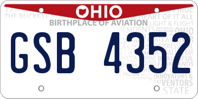OH license plate GSB4352