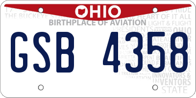 OH license plate GSB4358