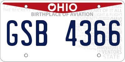 OH license plate GSB4366