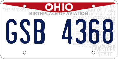 OH license plate GSB4368