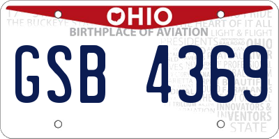 OH license plate GSB4369