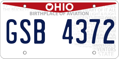 OH license plate GSB4372