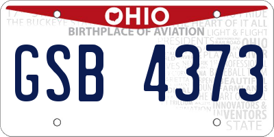 OH license plate GSB4373