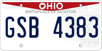 OH license plate GSB4383