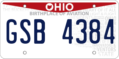 OH license plate GSB4384