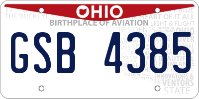 OH license plate GSB4385