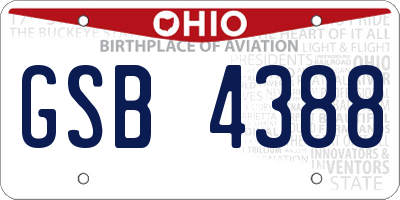 OH license plate GSB4388