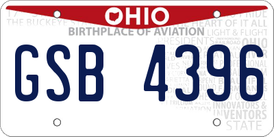 OH license plate GSB4396