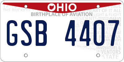 OH license plate GSB4407