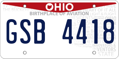 OH license plate GSB4418