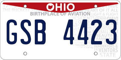 OH license plate GSB4423