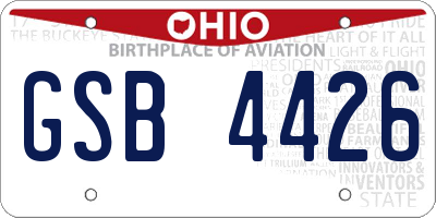 OH license plate GSB4426