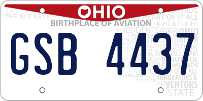 OH license plate GSB4437
