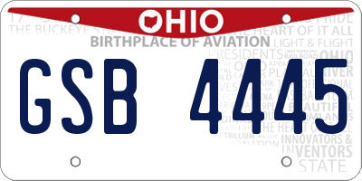 OH license plate GSB4445