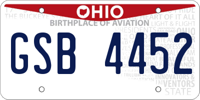 OH license plate GSB4452