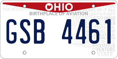 OH license plate GSB4461