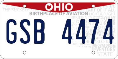 OH license plate GSB4474