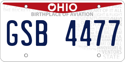 OH license plate GSB4477