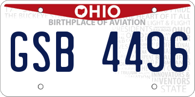 OH license plate GSB4496