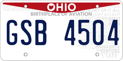 OH license plate GSB4504