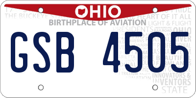 OH license plate GSB4505
