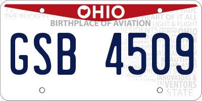 OH license plate GSB4509