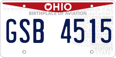 OH license plate GSB4515