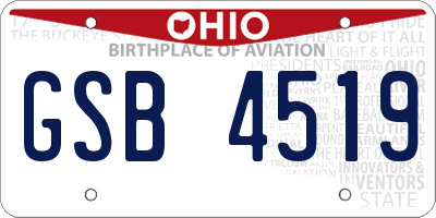 OH license plate GSB4519