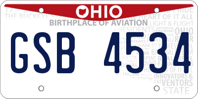 OH license plate GSB4534