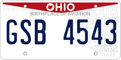 OH license plate GSB4543