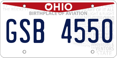 OH license plate GSB4550