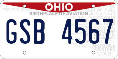 OH license plate GSB4567