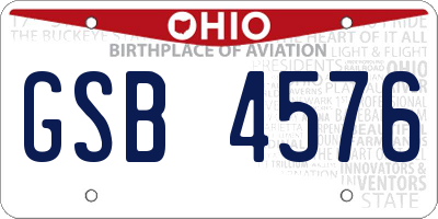 OH license plate GSB4576