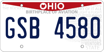 OH license plate GSB4580