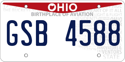 OH license plate GSB4588