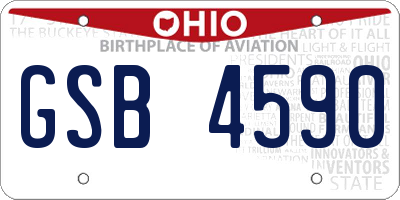 OH license plate GSB4590