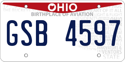OH license plate GSB4597