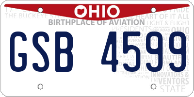 OH license plate GSB4599