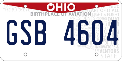 OH license plate GSB4604