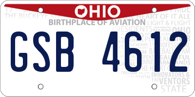 OH license plate GSB4612
