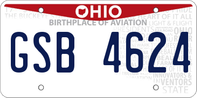OH license plate GSB4624